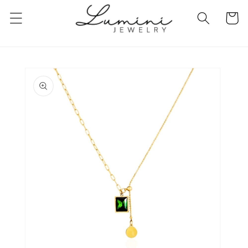 Lumini Llone green CZ 18k gold-plated stainless steel necklace